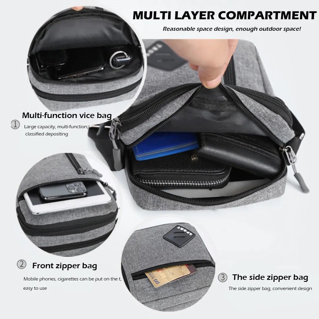 2021 Men's Messenger Bag Crossbody Shoulder Bags Men Small Sling Pack For Work Business Waterproof Oxford Packs Satchel Purse