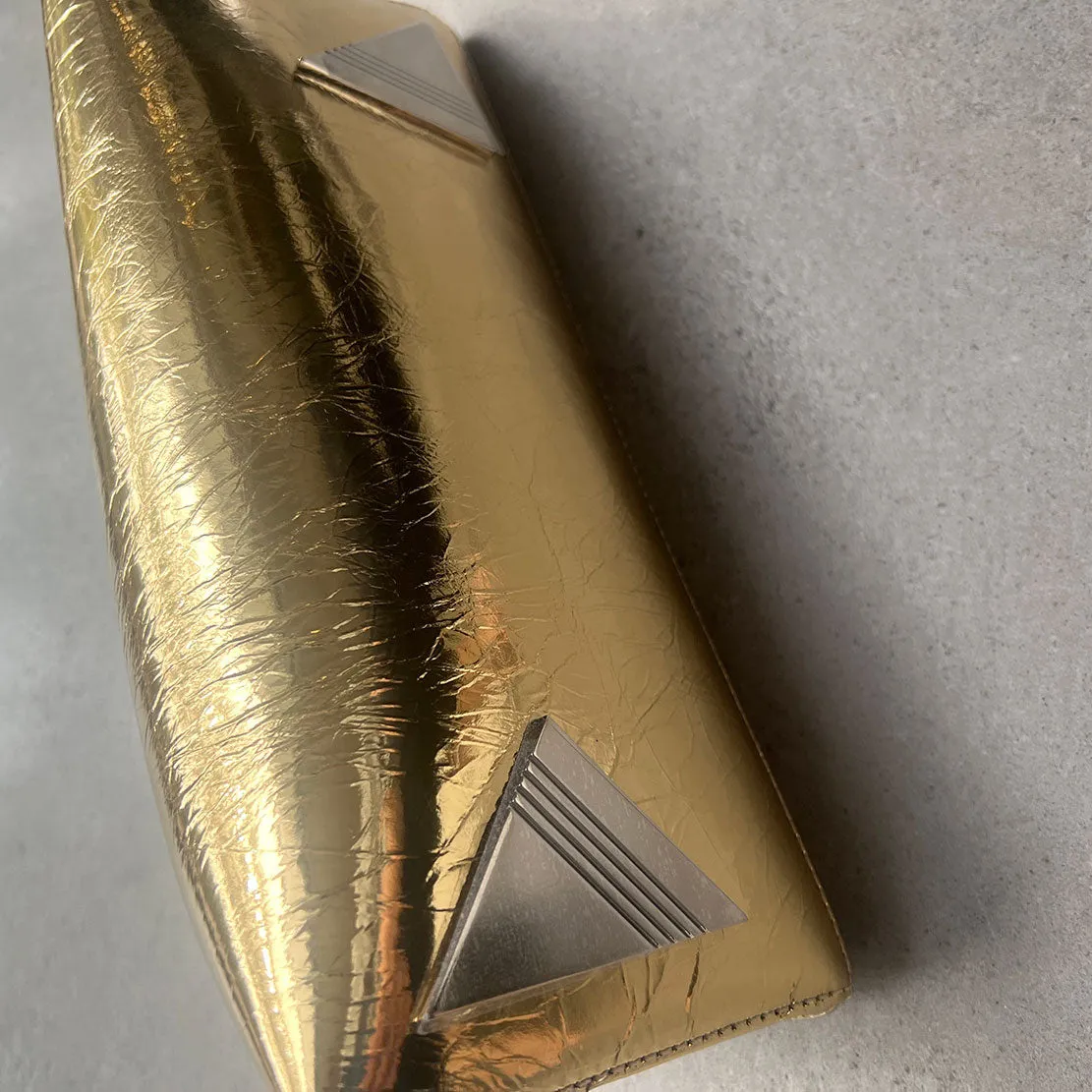 ''8.30PM'' Leather Oversized Clutch, Gold