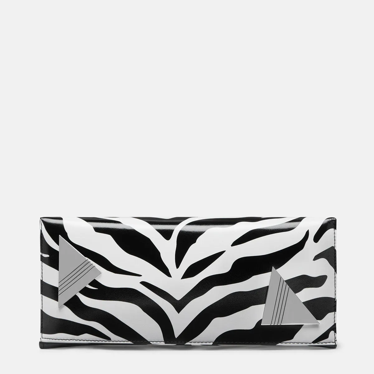 ''8.30PM'' Leather Oversized Clutch, Zebra