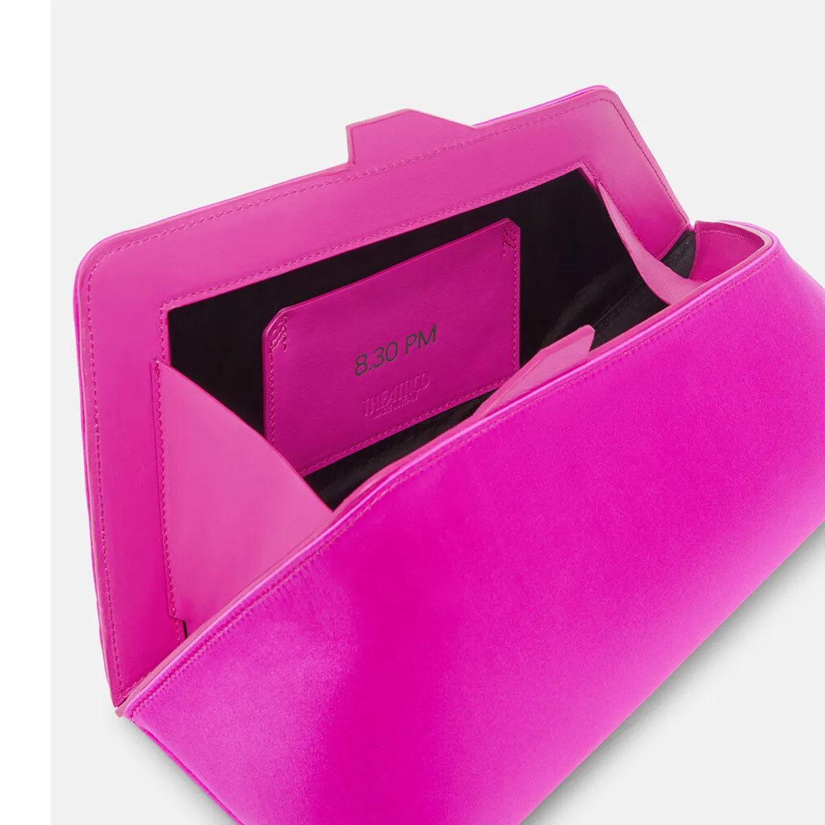 ''8.30PM'' Satin Oversized Clutch, Fushia