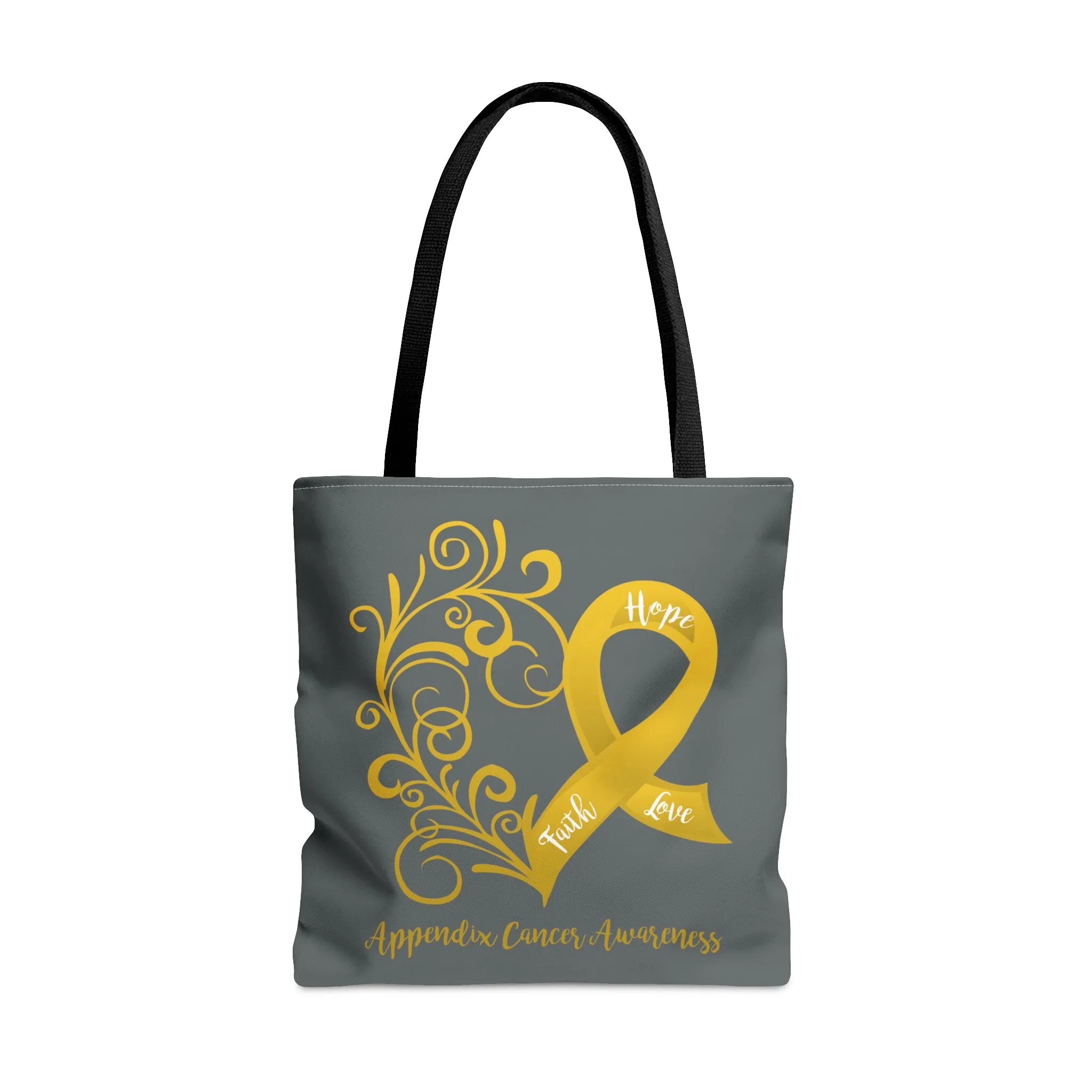 Appendix Cancer Awareness Heart Large "Dark Grey" Tote Bag