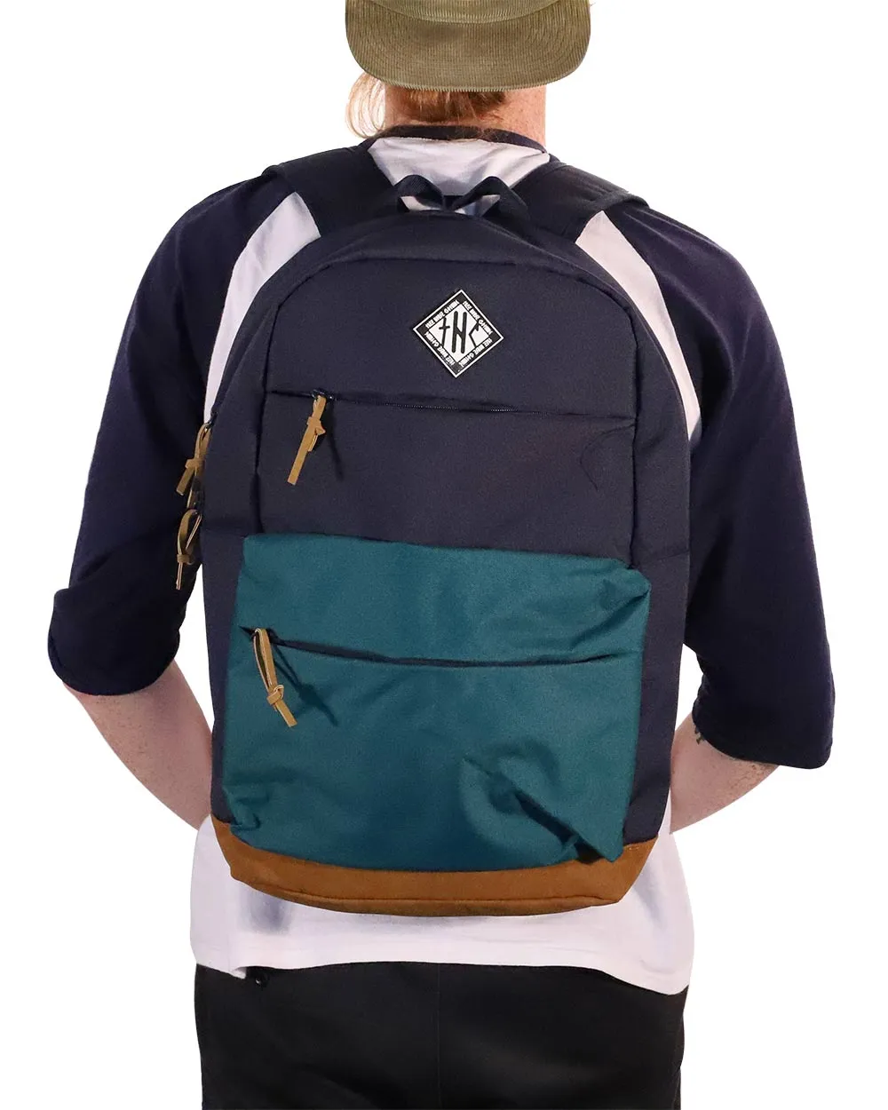 Backpack - 3 Pocket Navy Blue, Teal, Brown Thc