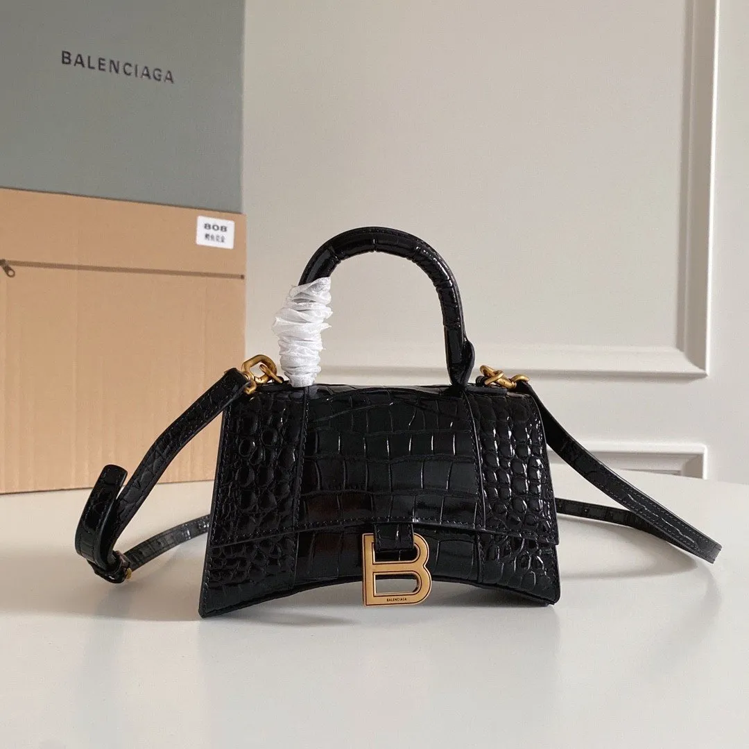 Balenciaga Hourglass XS Handbag In Black, For Women, Women’s Bags 7.4in/19cm