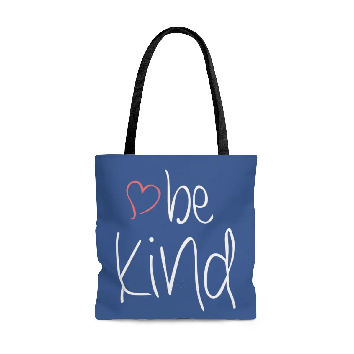 be kind Heart Large (Royal Blue) Tote Bag (Dual-Sided Design)