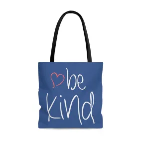 be kind Heart Large (Royal Blue) Tote Bag (Dual-Sided Design)