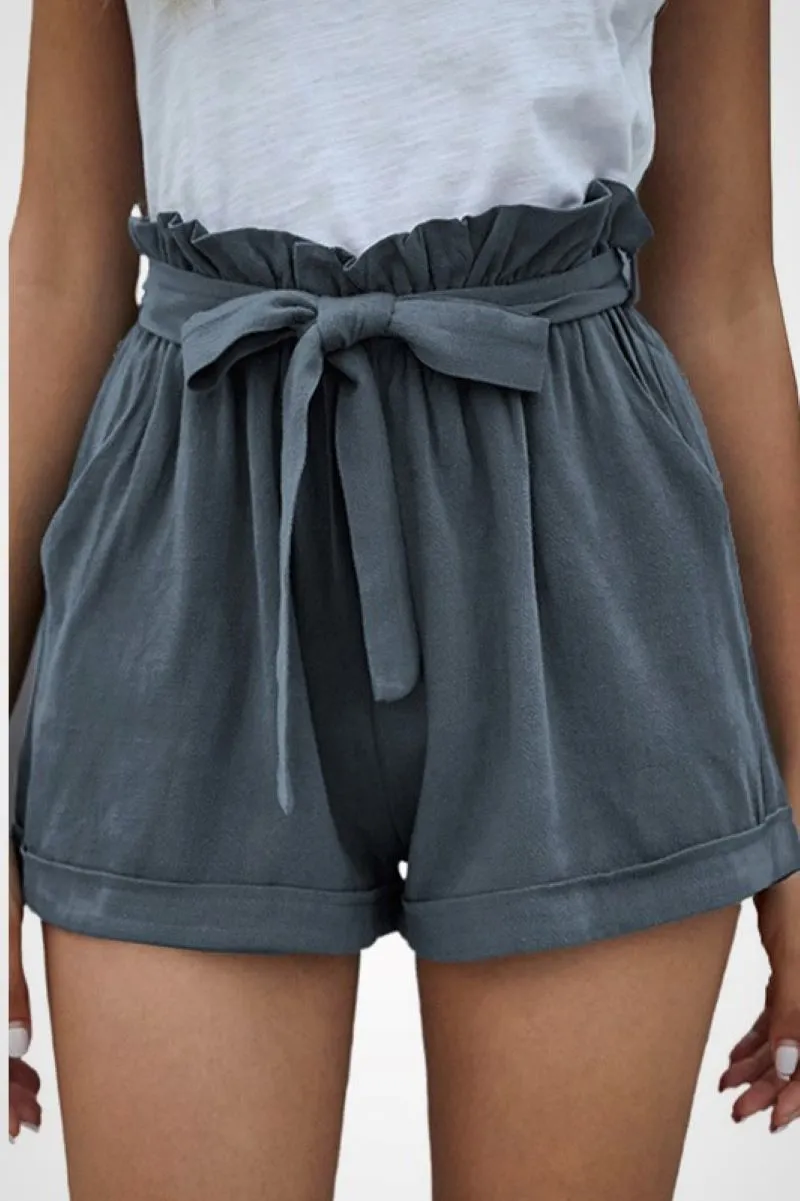 Belted Paper Bag Waist Shorts