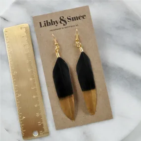 Black and Gold 4 Feather Earrings