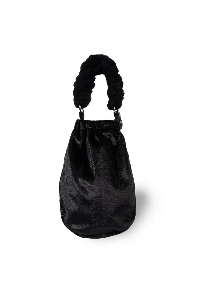 BLACK ATACAMA VELVET TOP HANDLE BAG