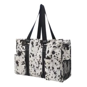 Black Cowhide NGIL Zippered Caddy Large Organizer Tote Bag