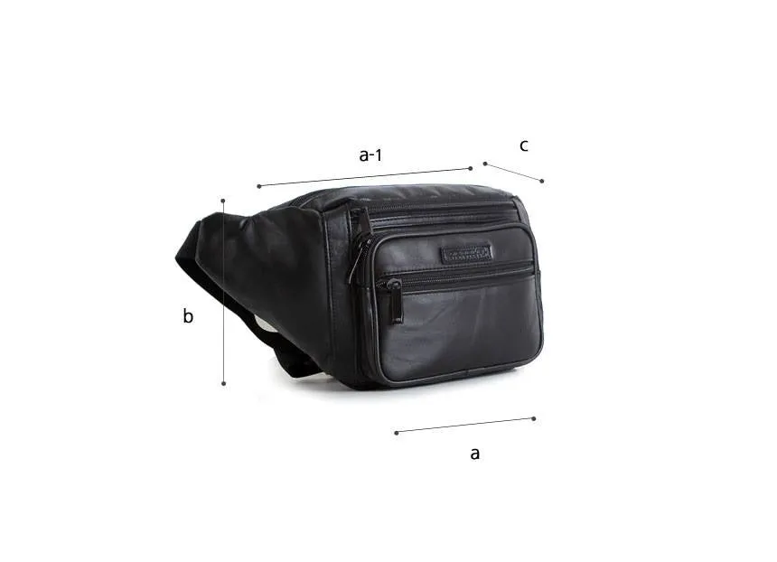 Black Genuine Cowhide Leather Sling Bags Messengers Travel Backpacks