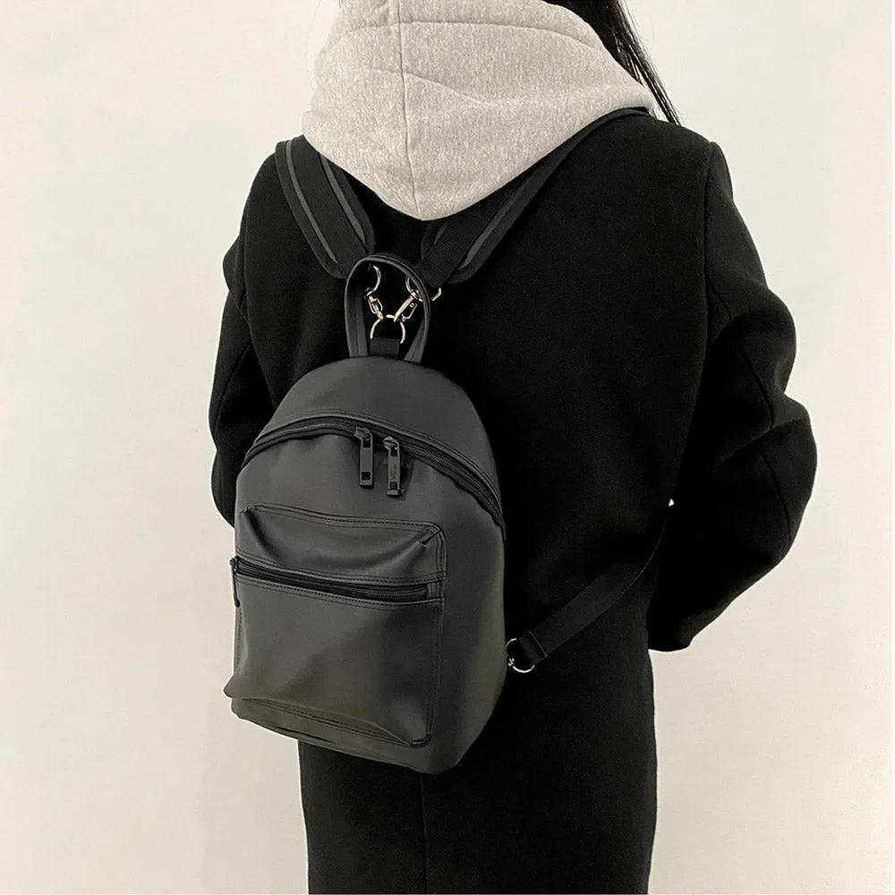 Black Multi Mini Backpacks Faux Leather Sling Bags Crossbody Messengers School Travel Bookbags Unisex Mens Womens