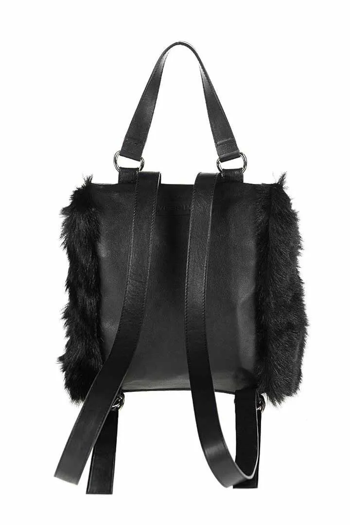 Black Shearling Backpack