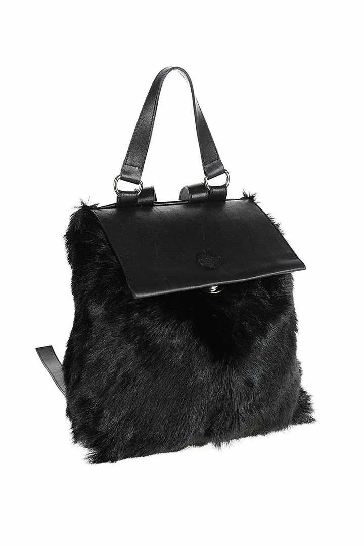 Black Shearling Backpack