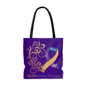 Bladder Cancer Awareness Large Purple Tote Bag (Dual-Sided Design)