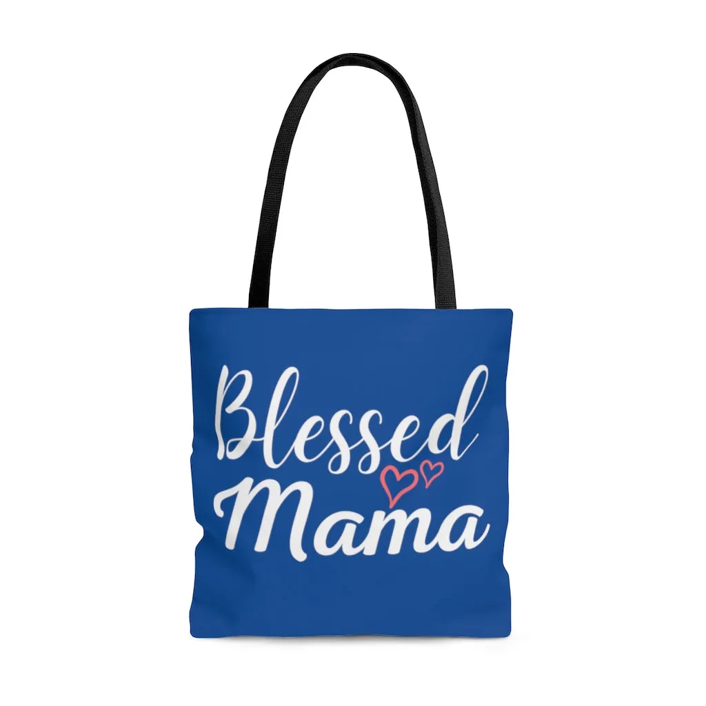 Blessed Mama Blue Tote Bag (Dual-Sided Design)