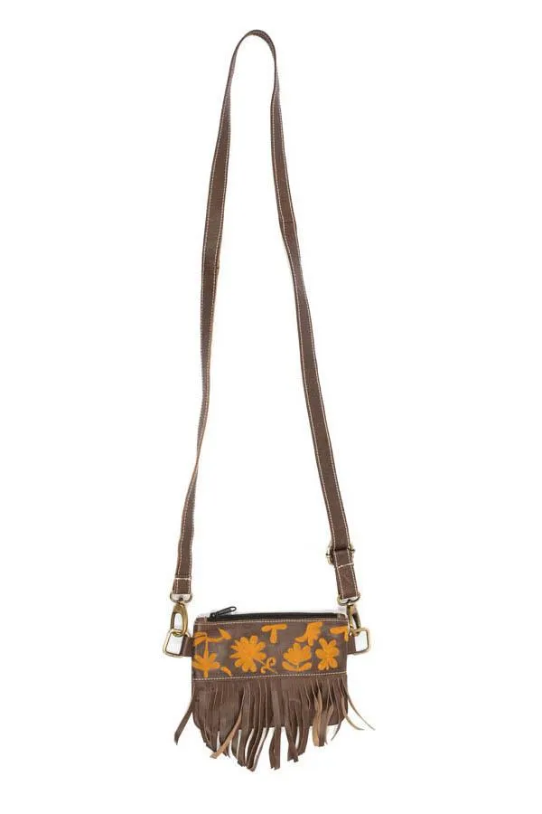 Boho Fringe Embroidered Convertible Crossbody Belt Bag