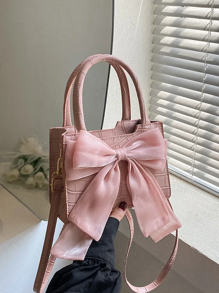 Bow Decor PU Square Bag