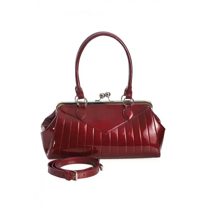 Burgundy Red Shimmer Rockabilly Handbag