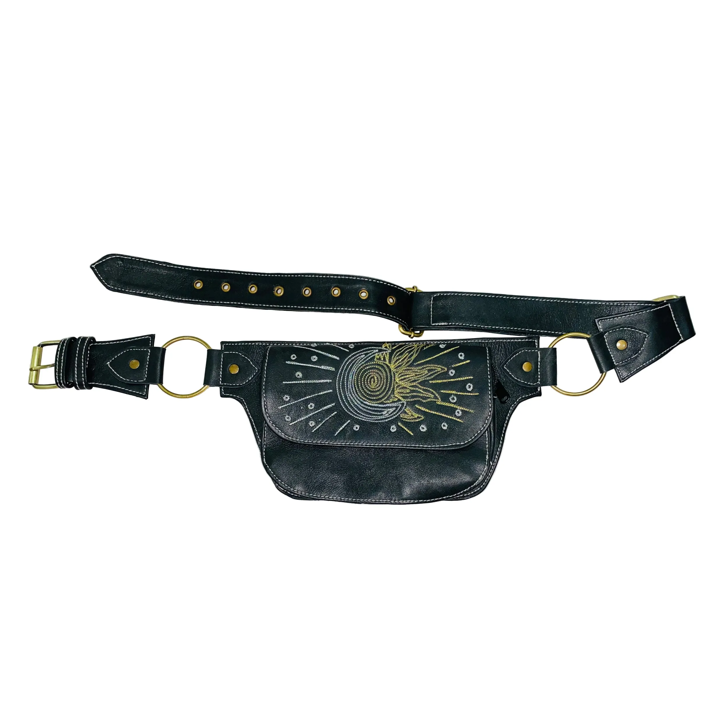 Celestial Embroidery Leather Hip Belt