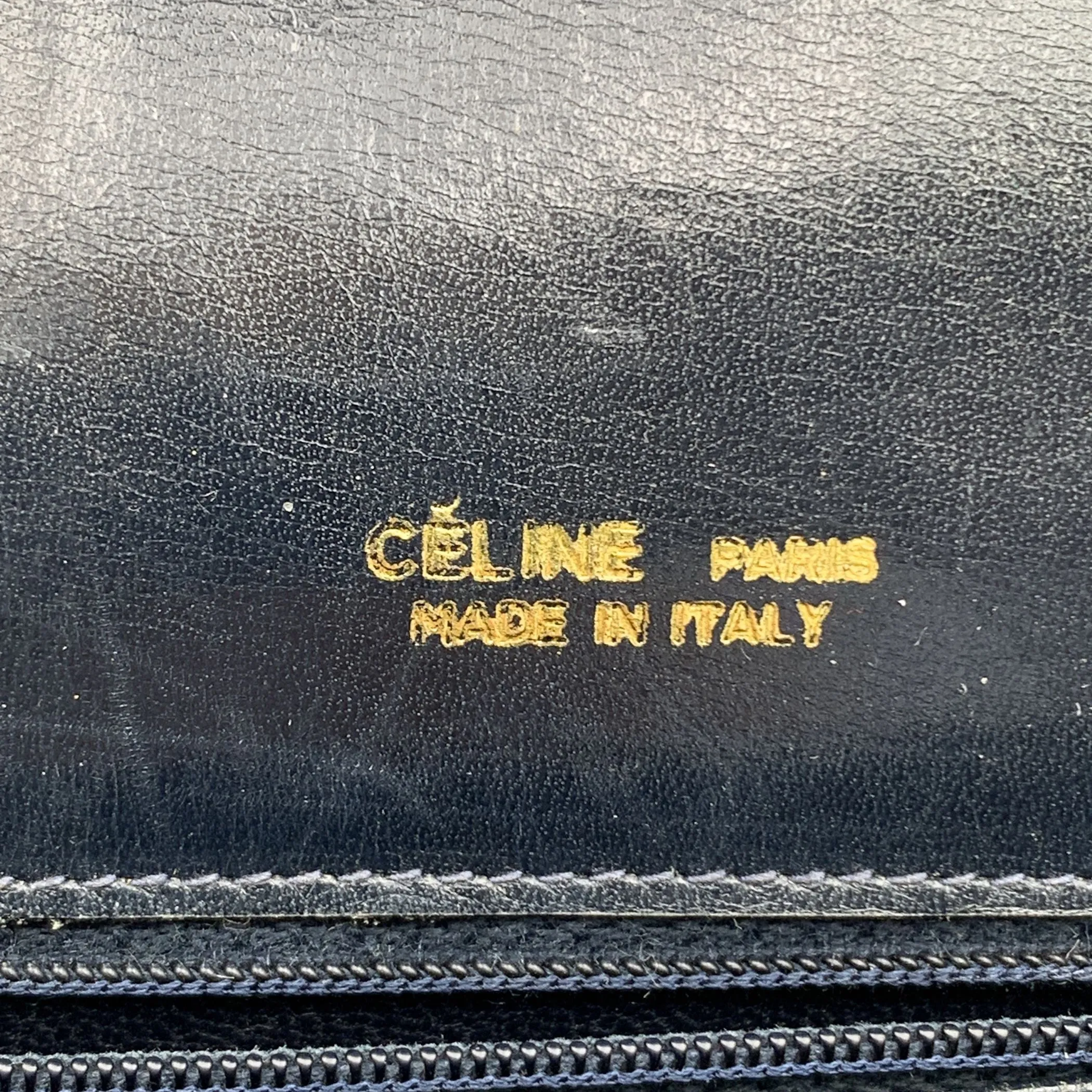 Celine Vintage Blue Macadam C Canvas Caleche Box Shoulder Bag