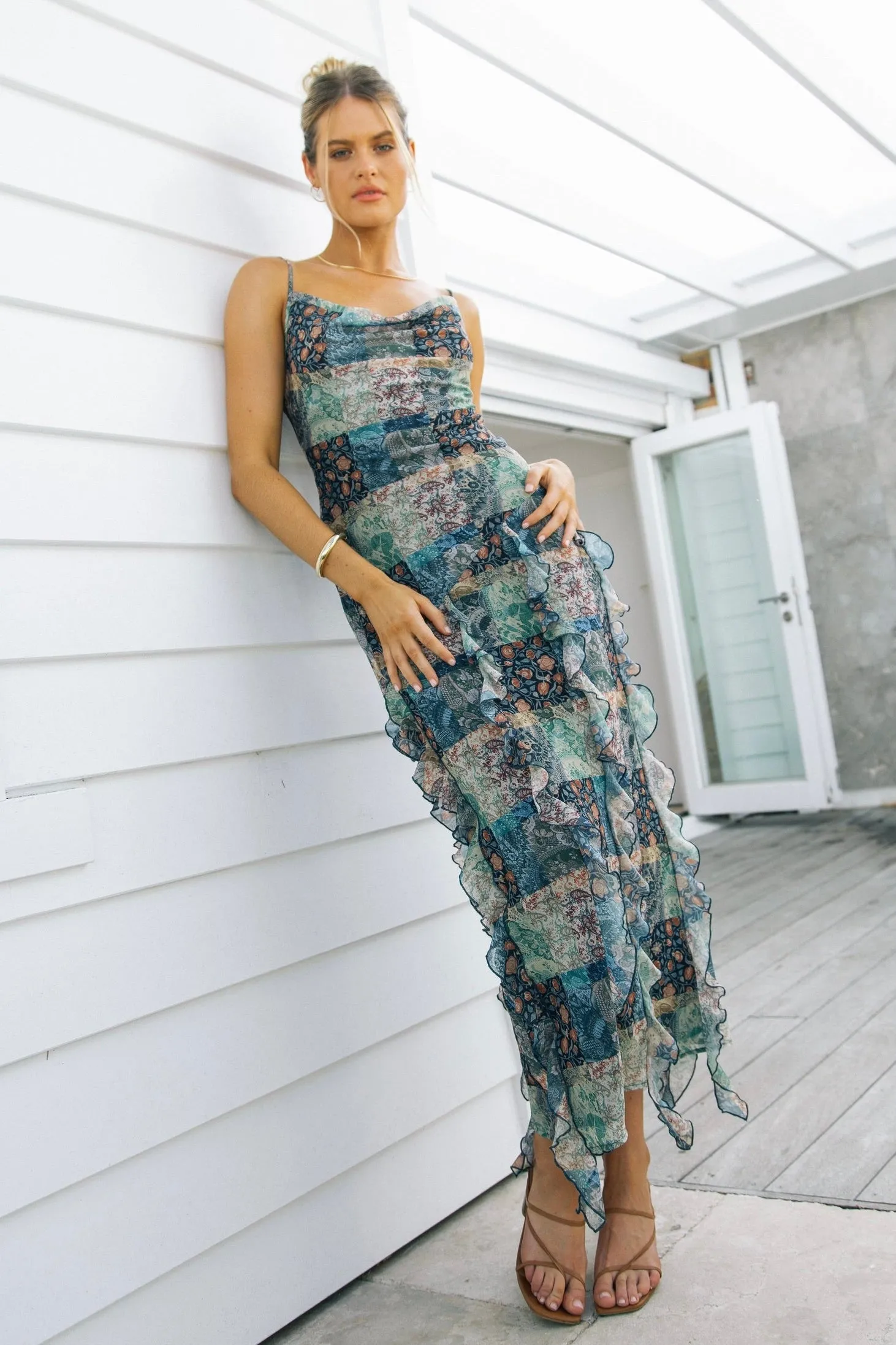 Cheyenne Navy Paisley Patchwork Maxi Dress