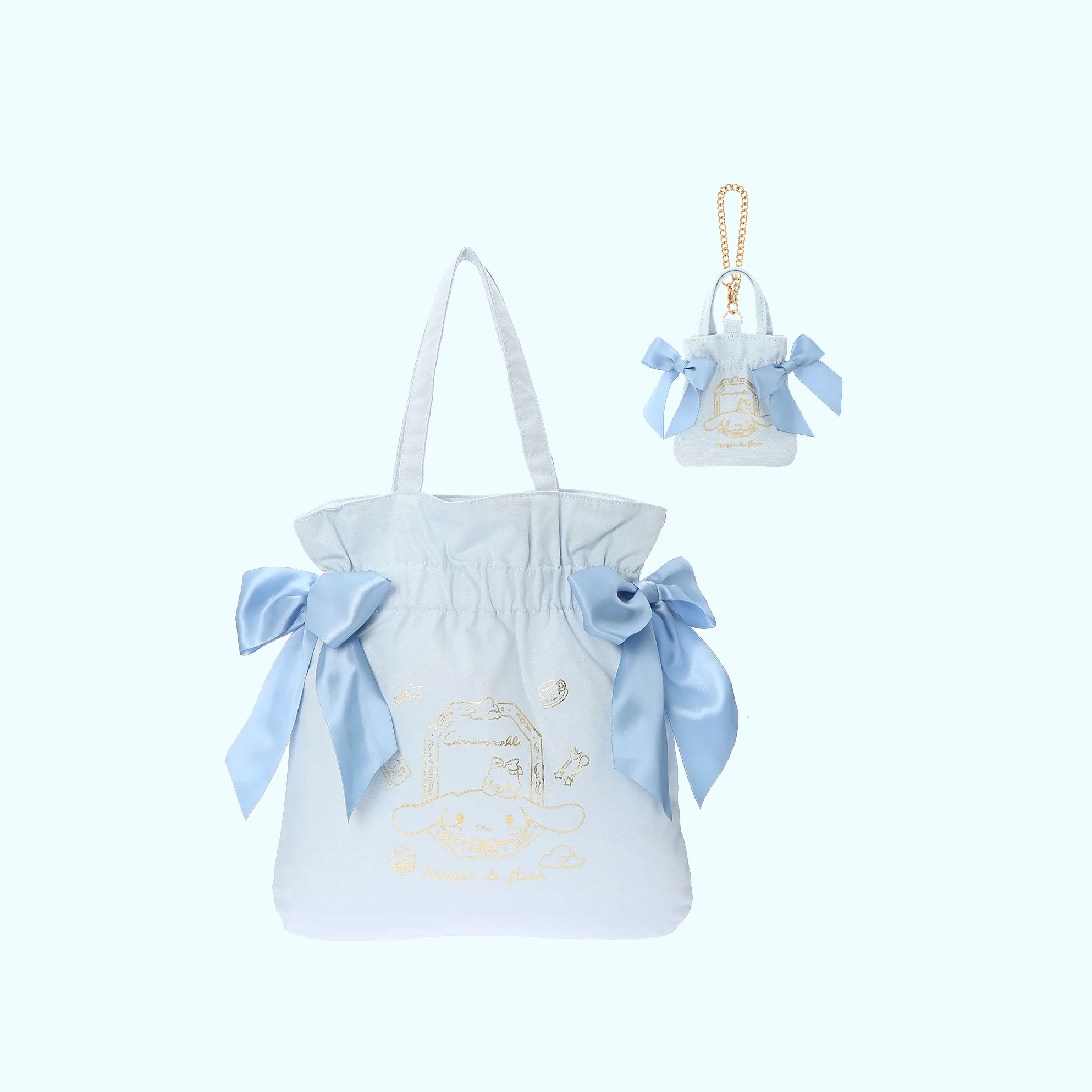 Cinnamoroll x Maison de FLEUR Ribbon tote bag (Gingham Inner)