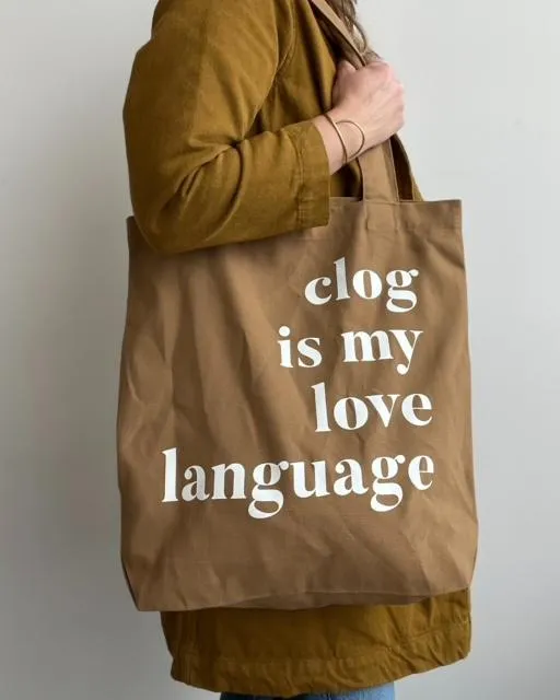 Clog is my Love Language tote-Camel