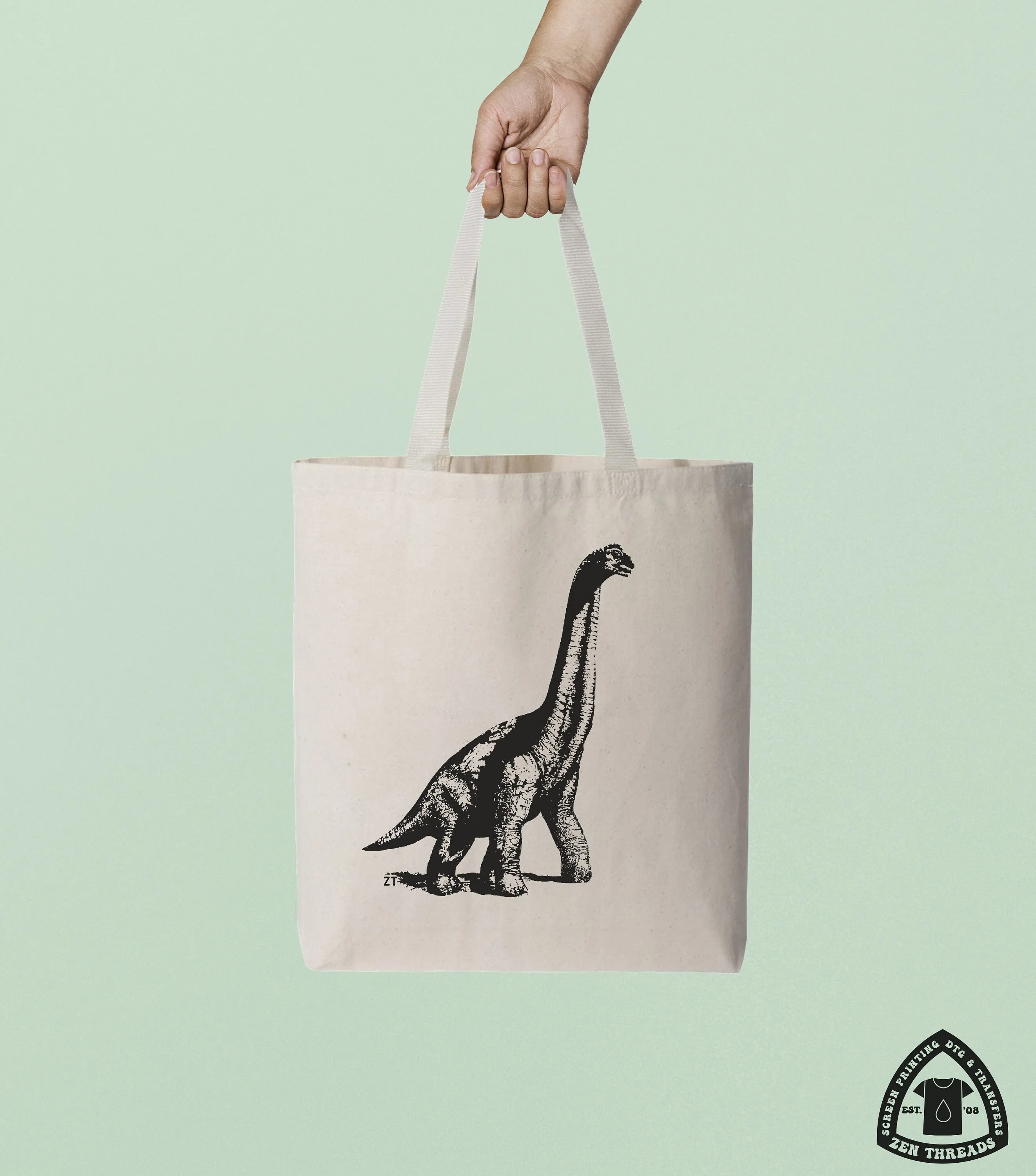 DINOSAUR Eco-Friendly Market Tote Bag  Eco printed brontosaurus jurassic (Ships FREE!)