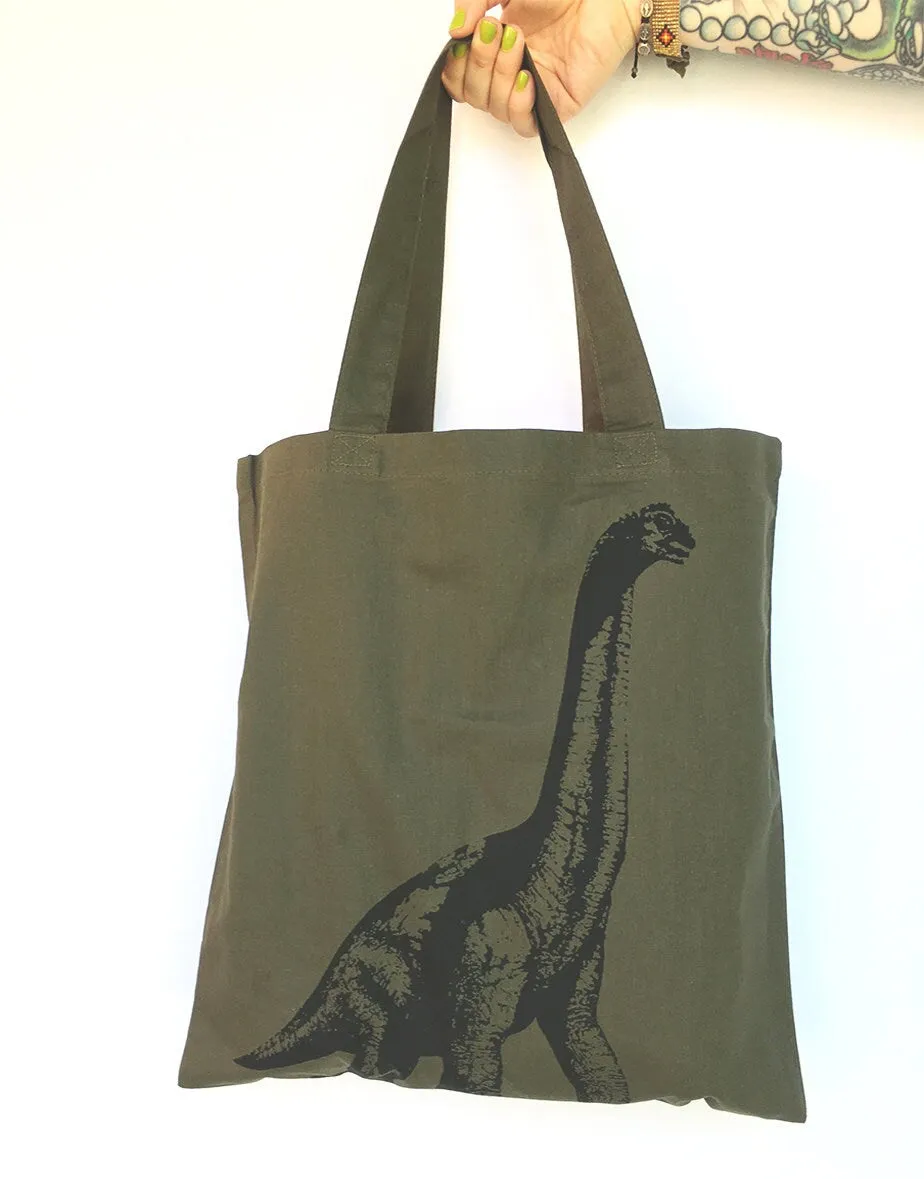 DINOSAUR Eco-Friendly Market Tote Bag  Eco printed brontosaurus jurassic (Ships FREE!)