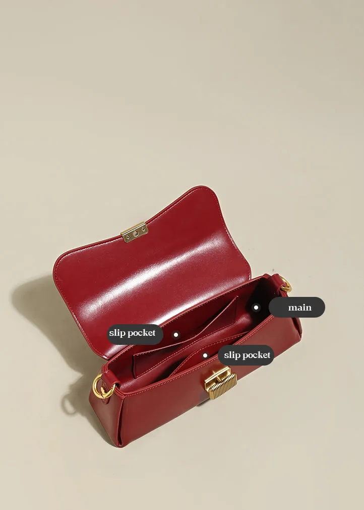 Genuine Leather Baguette Shoulder Bag