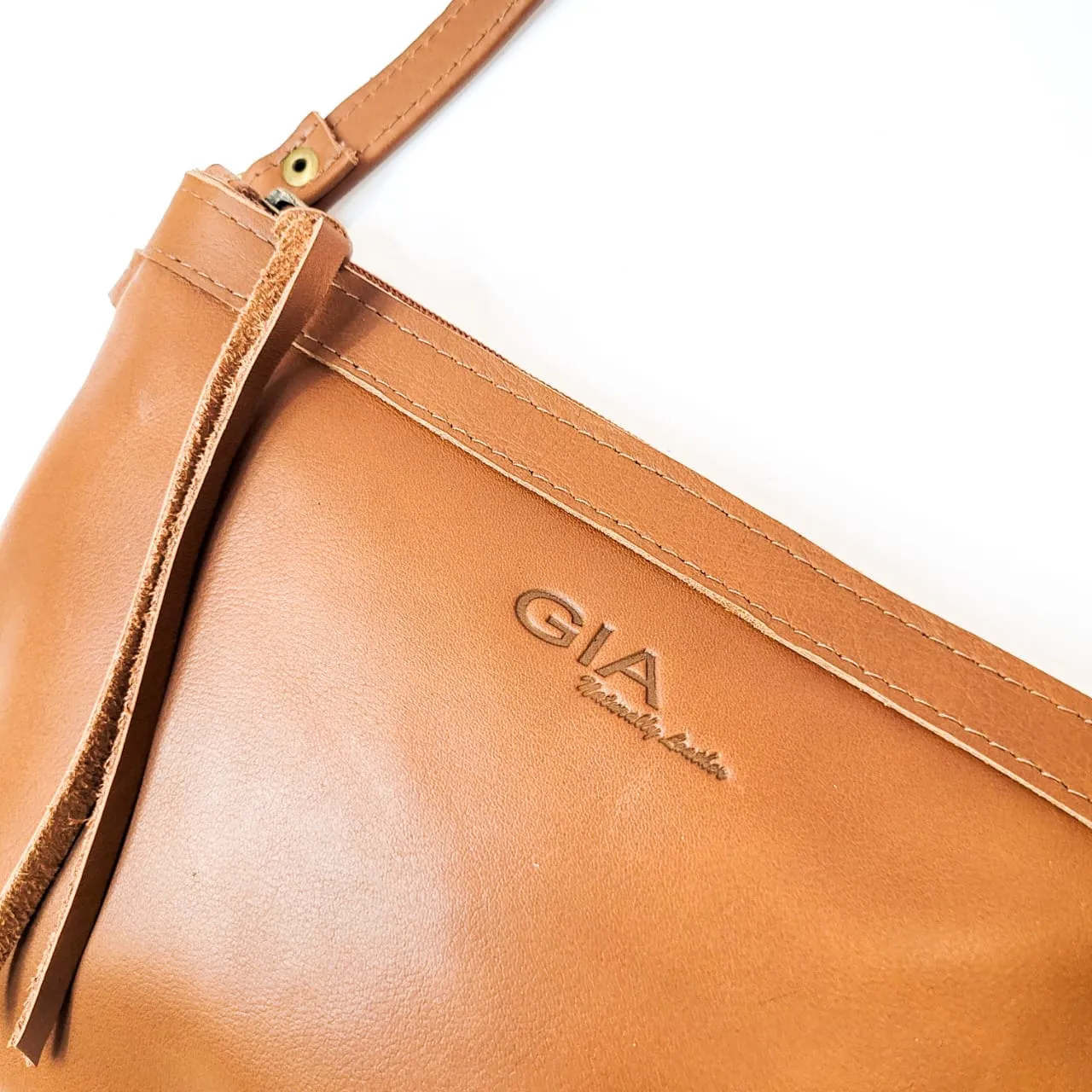 Gia leather brown messenger bag