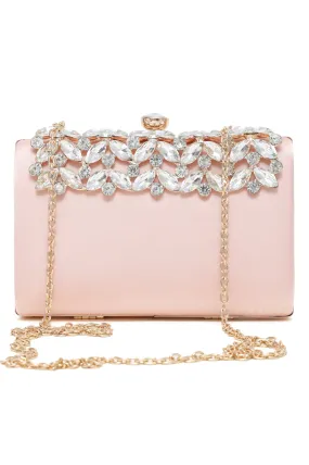 GLAM CRYSTAL EMBELLISHED CLUTCH-CHAMPAGNE