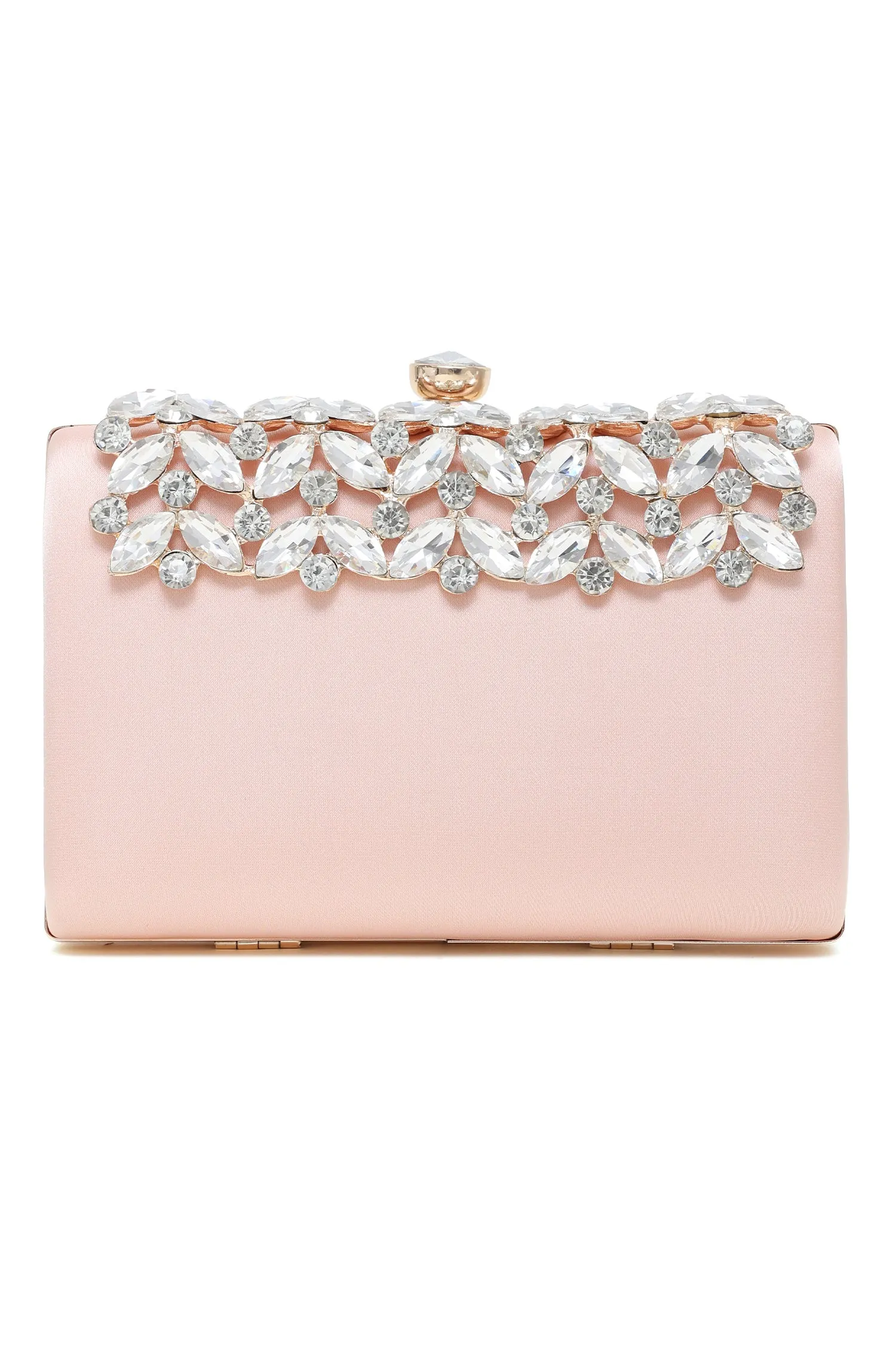 GLAM CRYSTAL EMBELLISHED CLUTCH-CHAMPAGNE