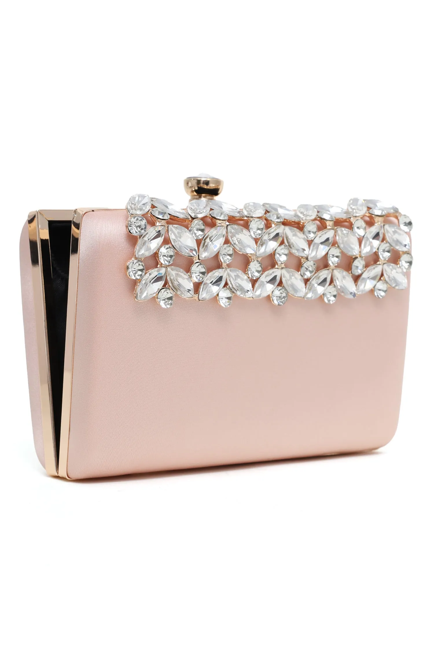 GLAM CRYSTAL EMBELLISHED CLUTCH-CHAMPAGNE