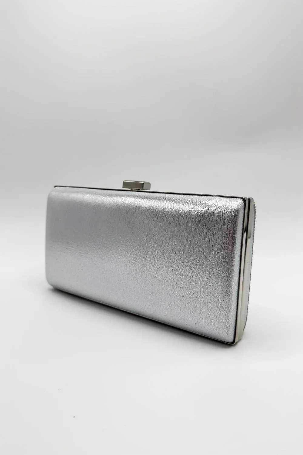 Goya Diamante Embellished Rectangle Clutch Bag in Silver