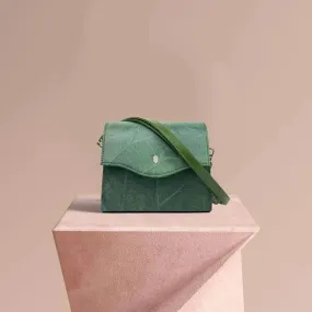 Green Vegan leaf leather box bag