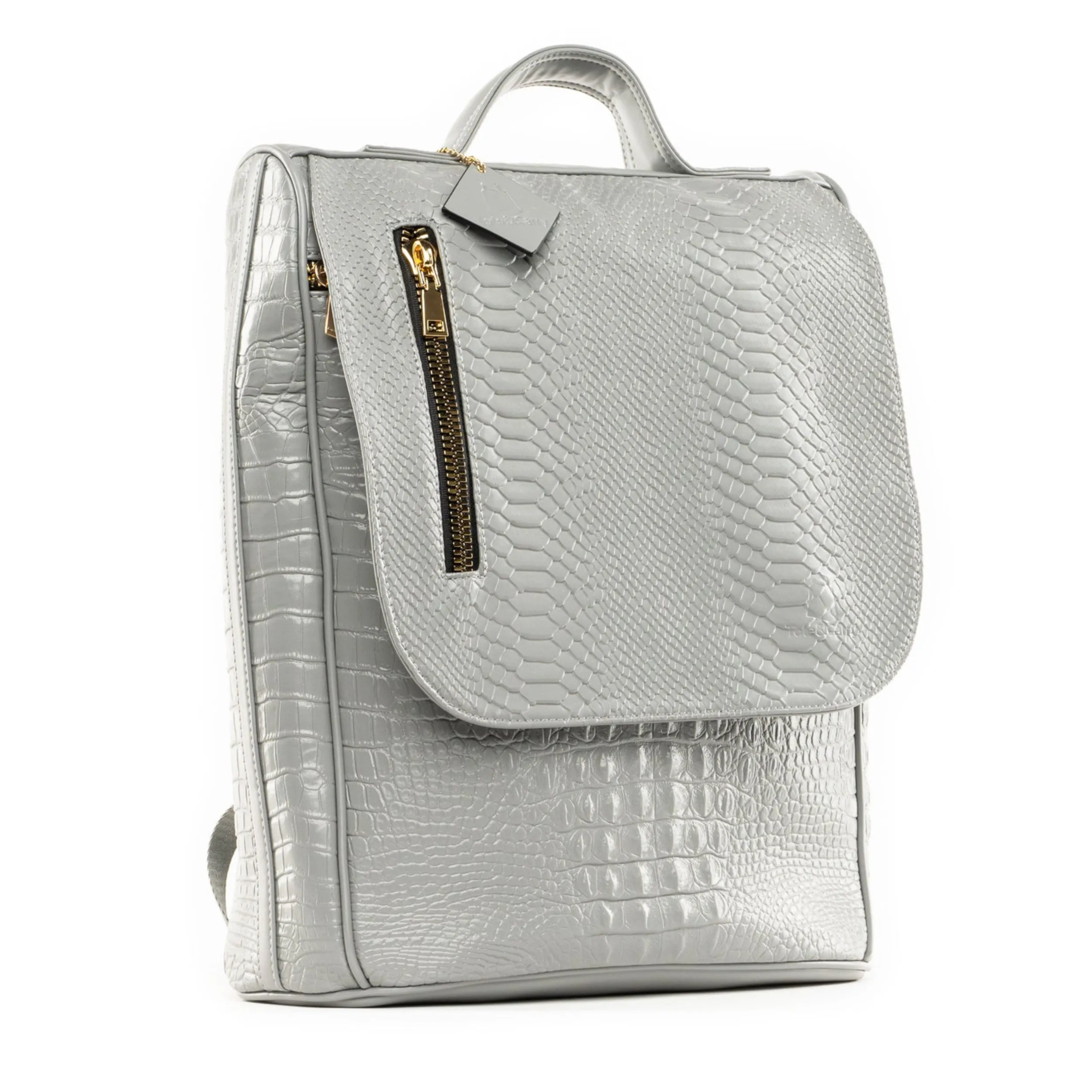 Grey Apollo 2 Faux Crocodile Skin Backpack