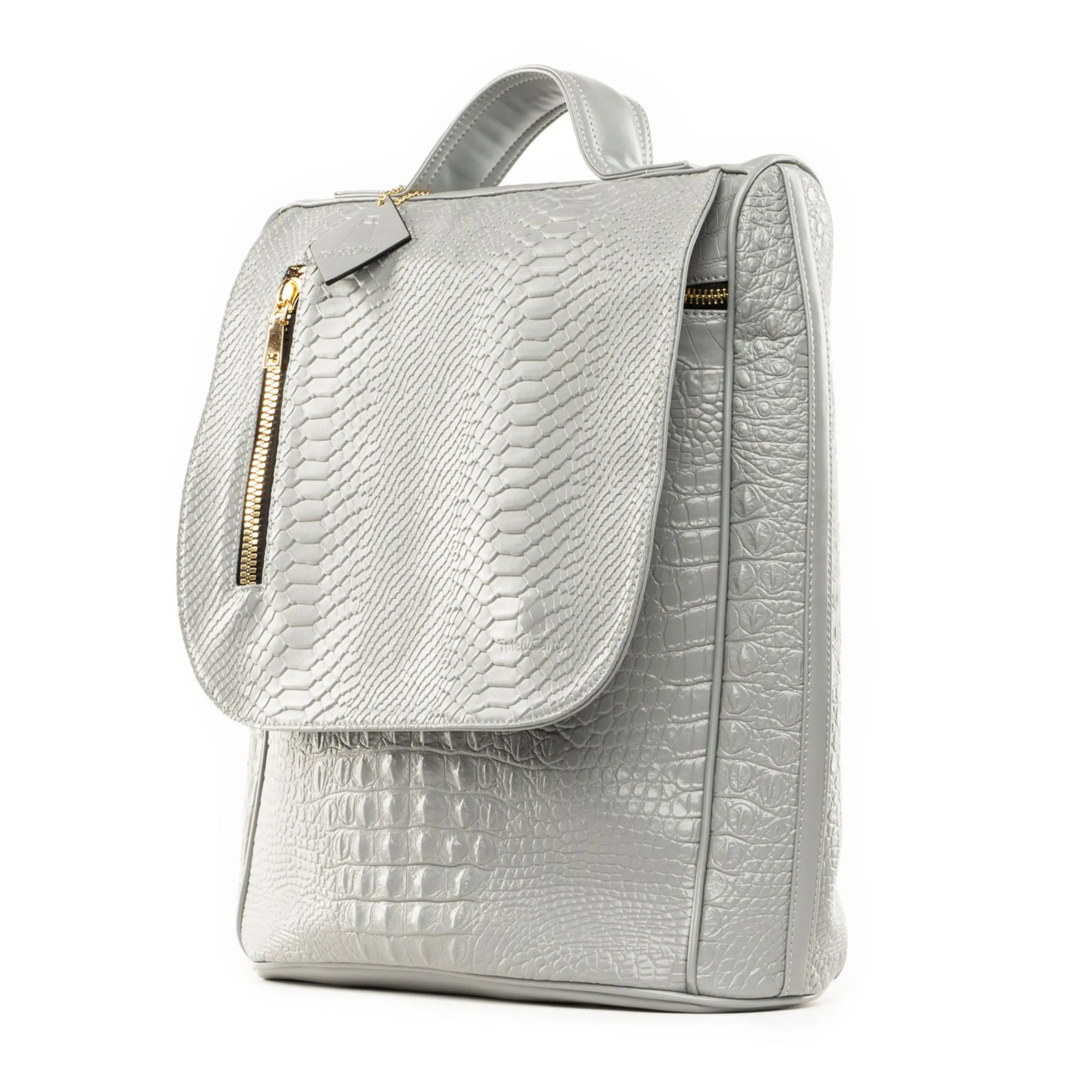 Grey Apollo 2 Faux Crocodile Skin Backpack