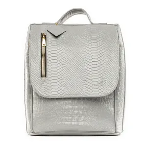 Grey Apollo 2 Faux Crocodile Skin Backpack