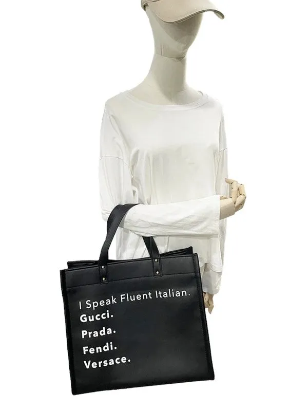 I Speak Italian Tote w/Strap