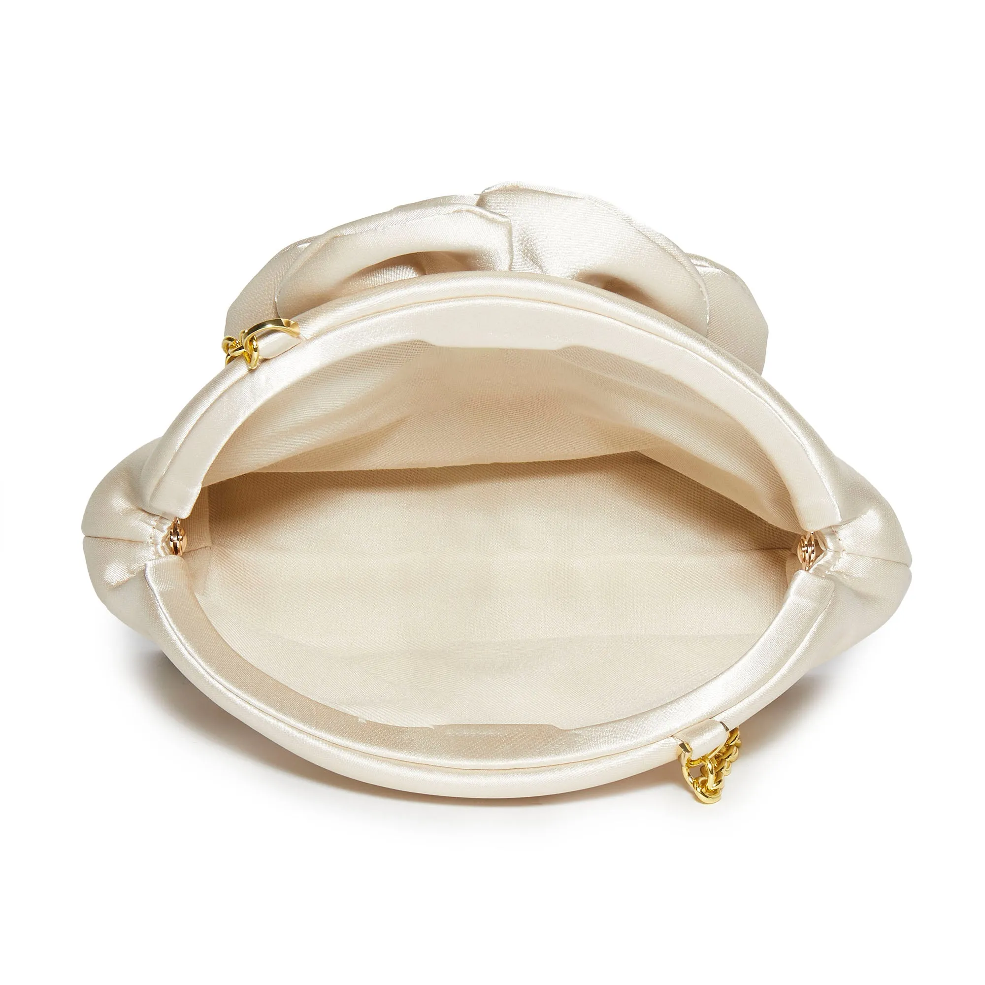 IVORY ROSIE SATIN CLUTCH