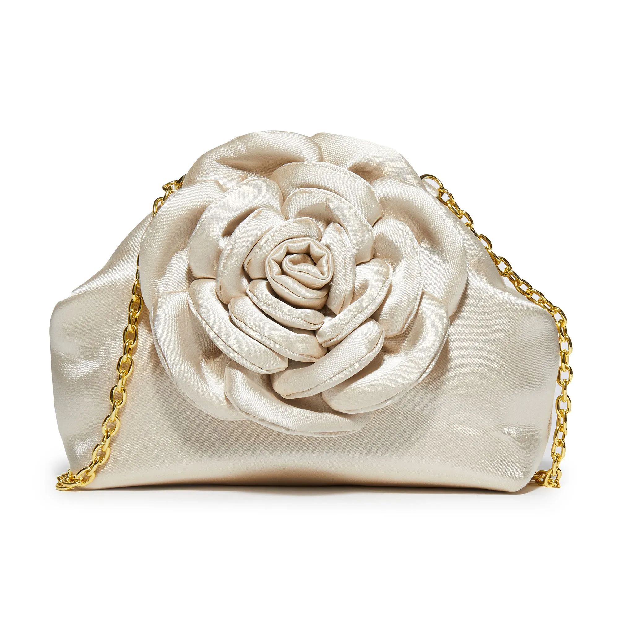 IVORY ROSIE SATIN CLUTCH