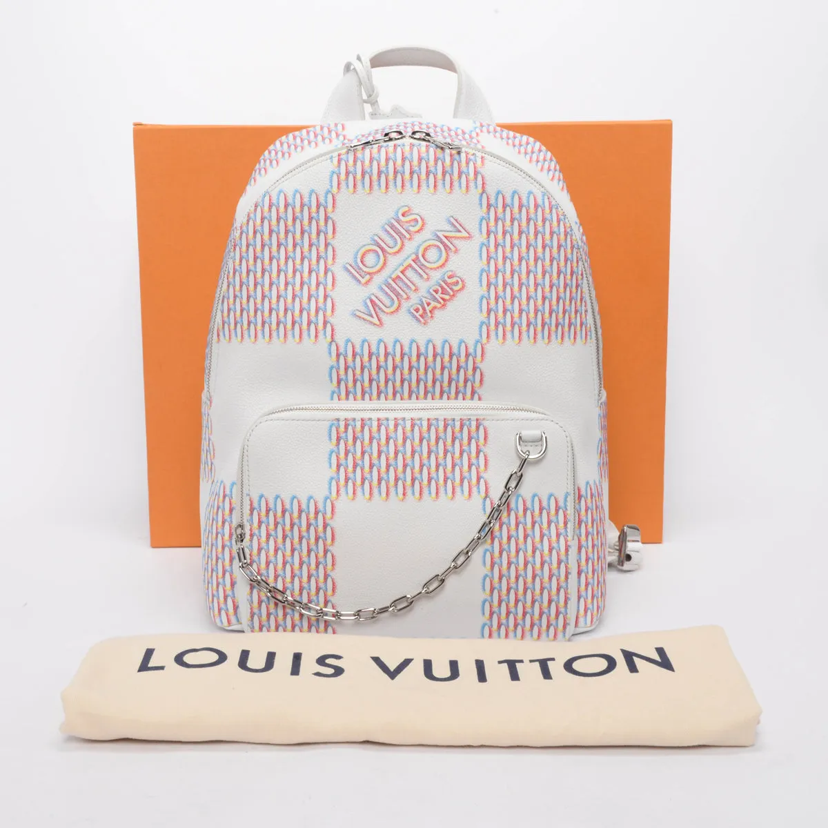 Louis Vuitton White Damier Spray Leather Racer Backpack