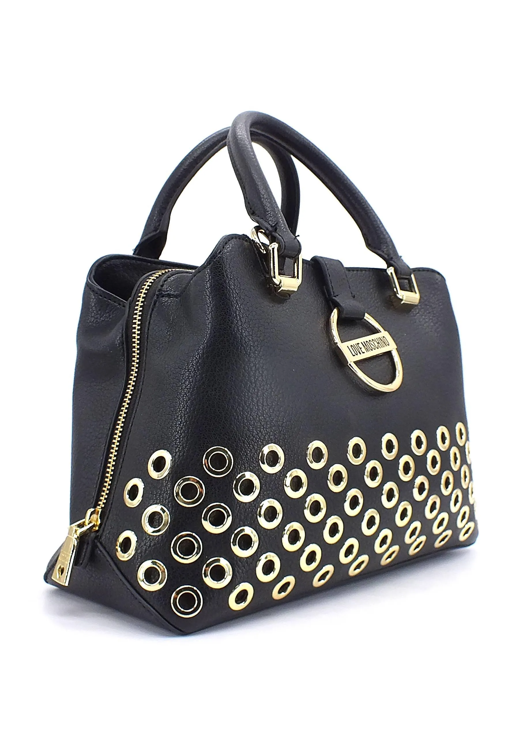 Black LOVE MOSCHINO Eyelets Hand Bag - JC4341PP0FKD0000