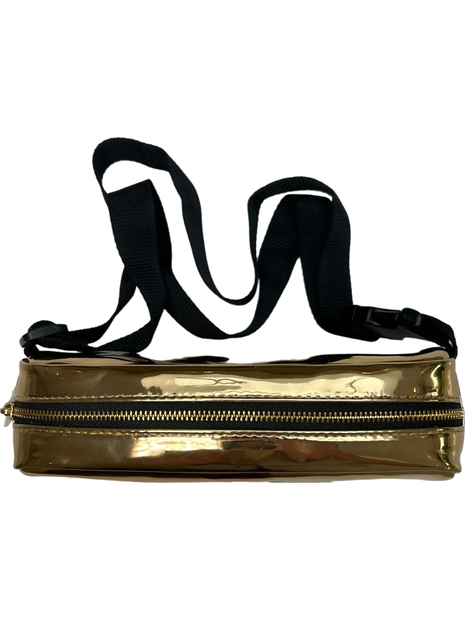 MAC Metallic Gold Makeup Bag with Black Strap