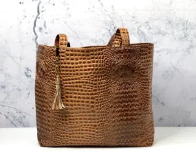 Makeup Junkie Bags - Bubble Gator Cognac Tote [Pre-Order]