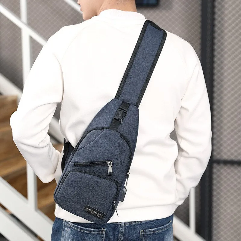 Male Shoulder Bags USB Charging Crossbody Bags Men Anti Theft Chest Bag School Summer Short Trip Messengers Bag