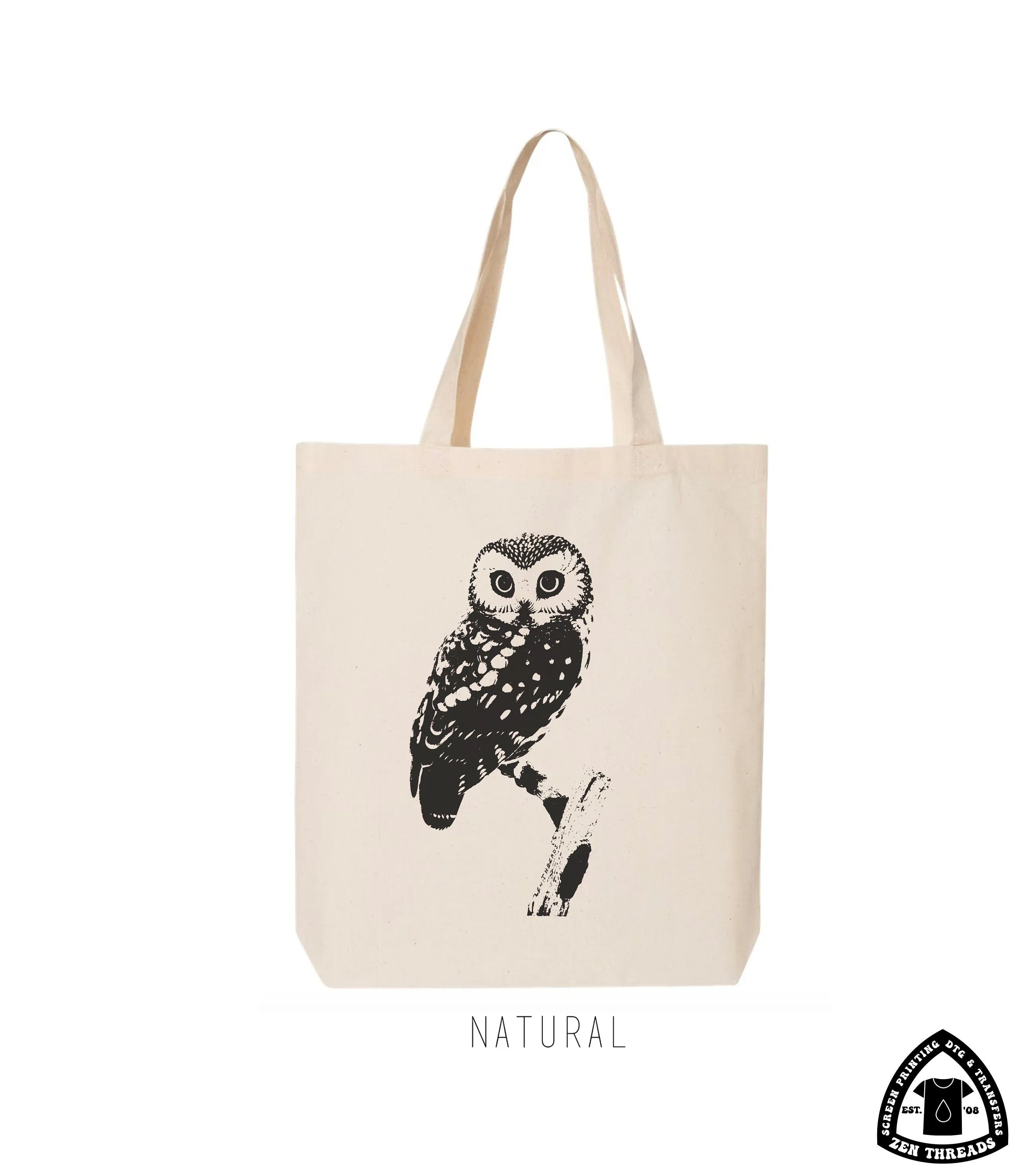 OWL Eco-Friendly Market Tote Bag - 100% Cotton, Eco Printed