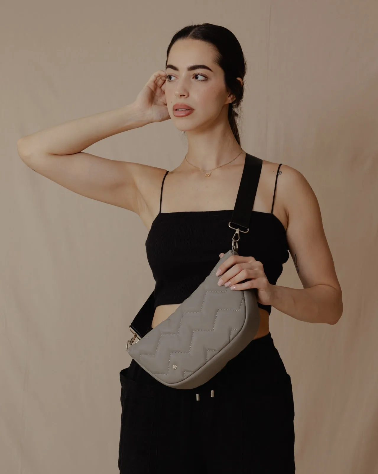 Quilted Sling Bag Grey