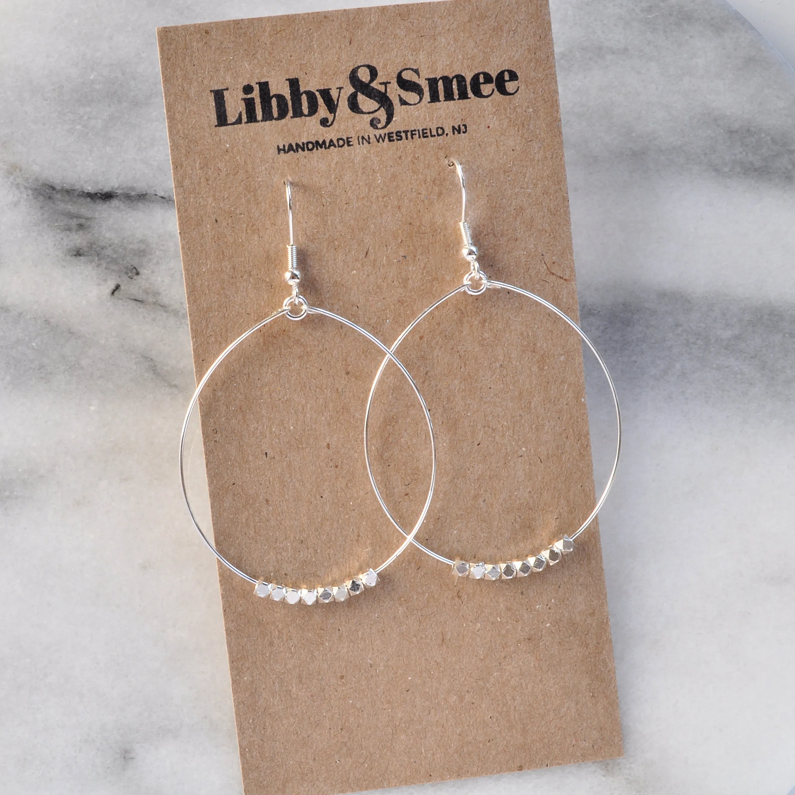 Silver Beaded Hoop Earrings